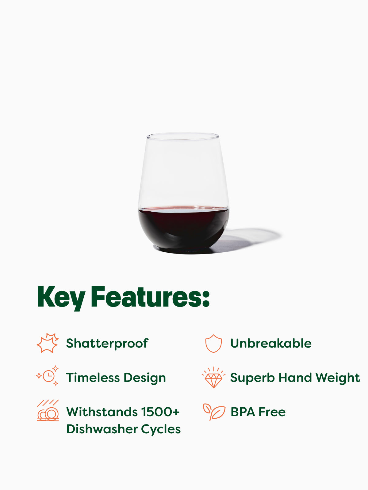 RESERVE 16oz Stemless Wine Tritan Copolyester Glass - Bulk