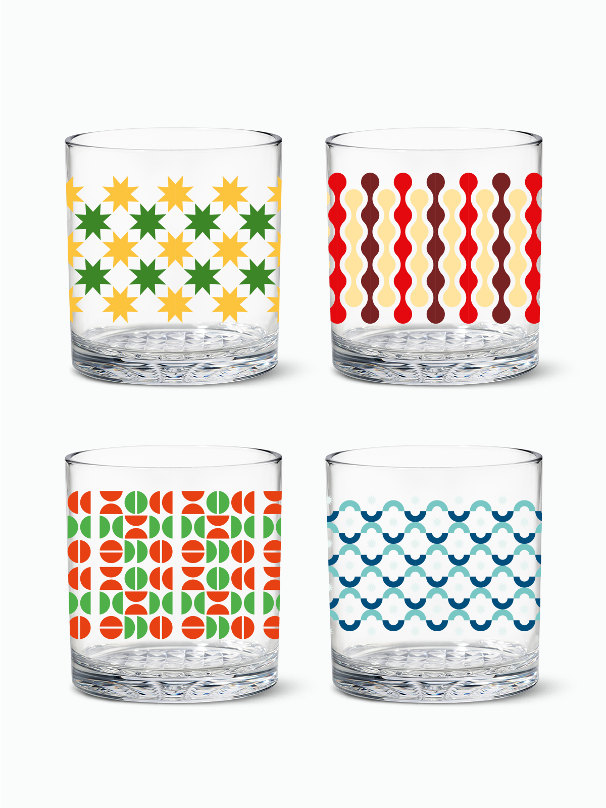 Abstract Christmas Pattern - RESERVE 12oz Old Fashioned Tritan Copolyester Glass