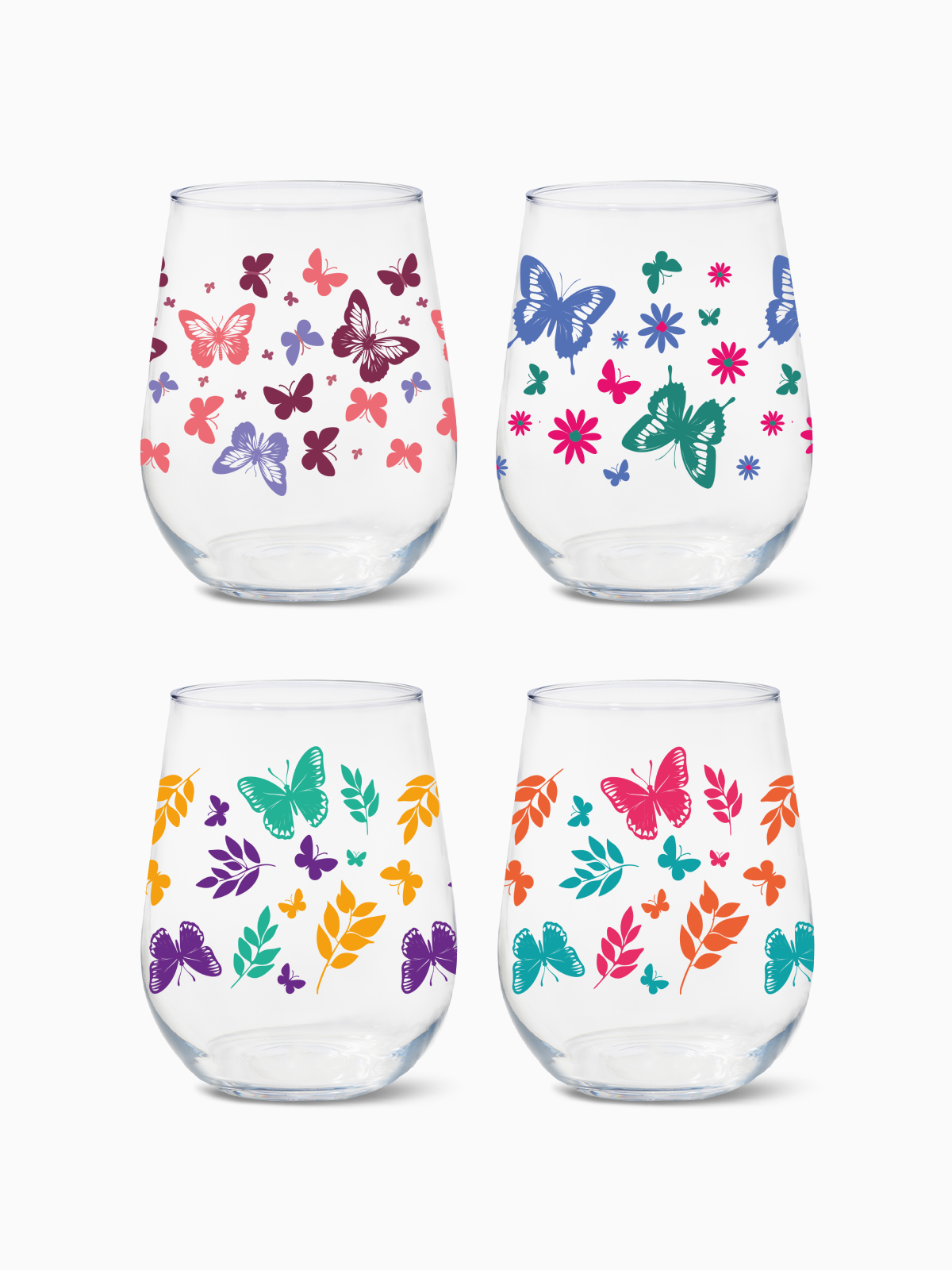 Butterfly Haven - RESERVE 16oz Stemless Wine Tritan Copolyester Glass