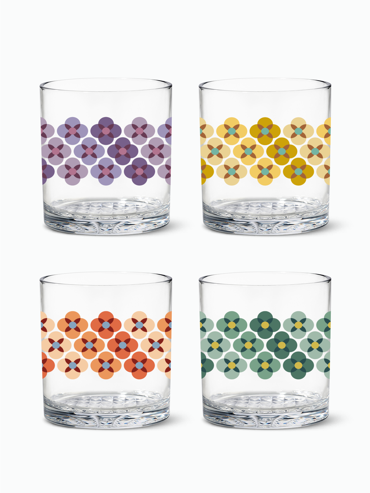 70's Flower Pattern - RESERVE 12oz Old Fashioned Tritan Copolyester Glass