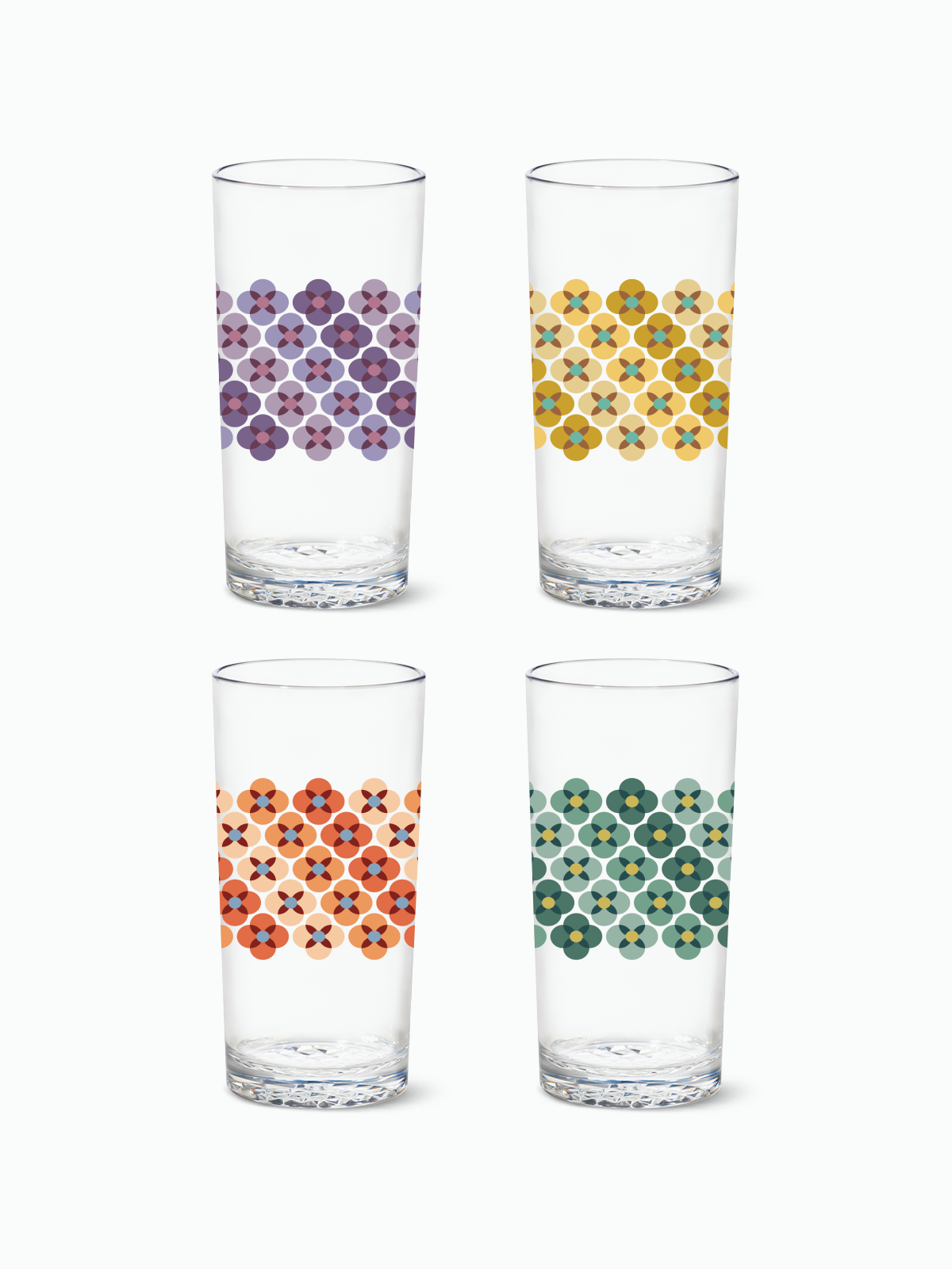70's Flower Pattern - RESERVE 14oz Highball Tritan Copolyester Glass