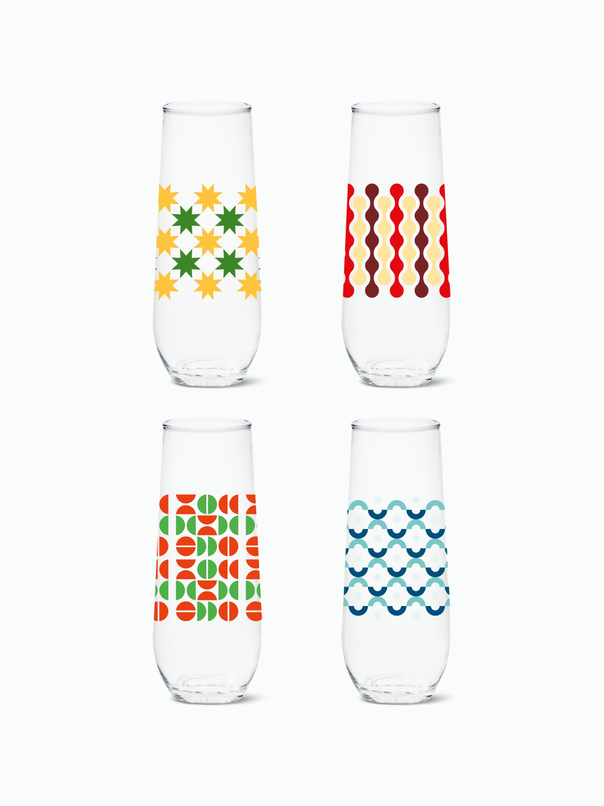 Abstract Christmas Pattern - RESERVE 9oz Stemless Champagne Tritan Copolyester Glass