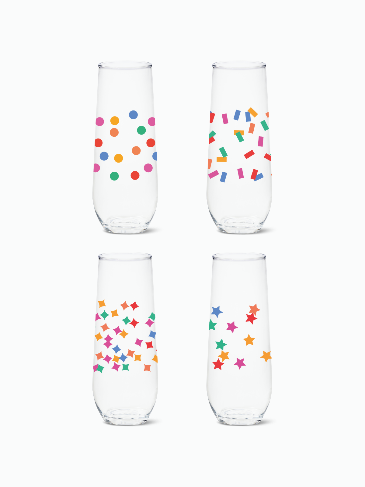 Confetti Galore - RESERVE 9oz Stemless Champagne Tritan Copolyester Glass