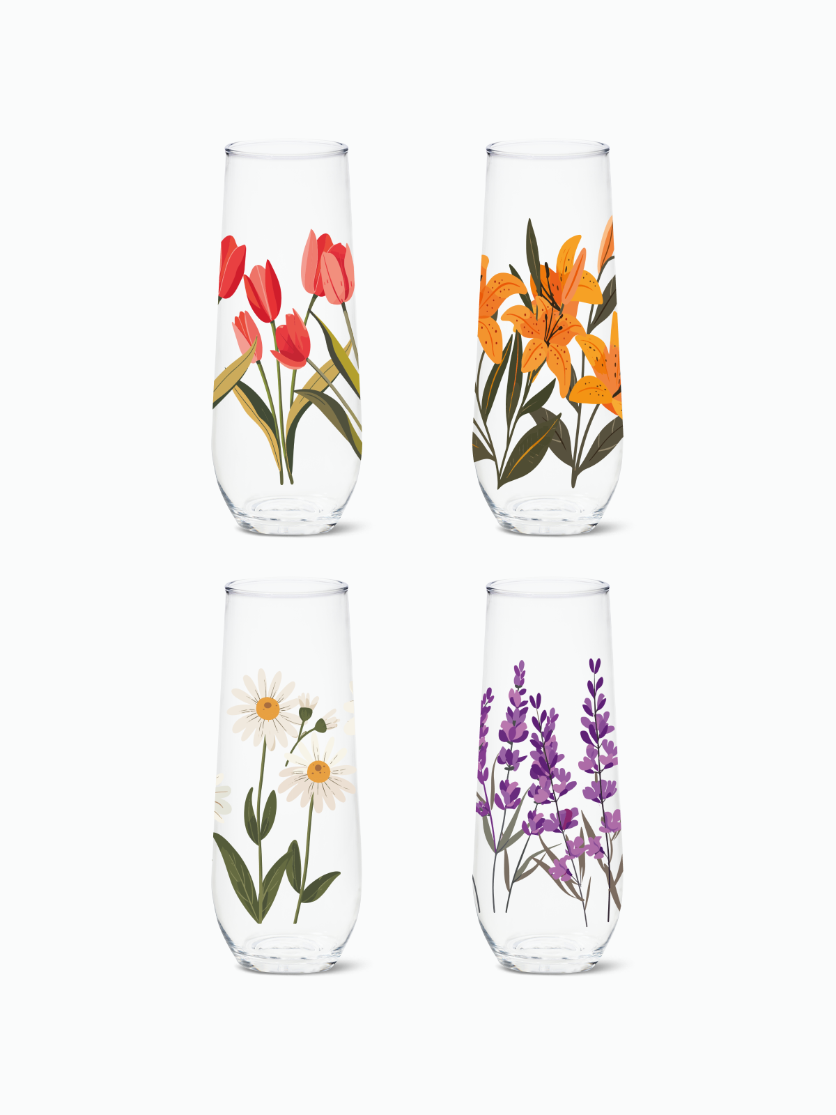 Floral Fantasy 2.0 - RESERVE 9oz Stemless Champagne Tritan Copolyester Glass