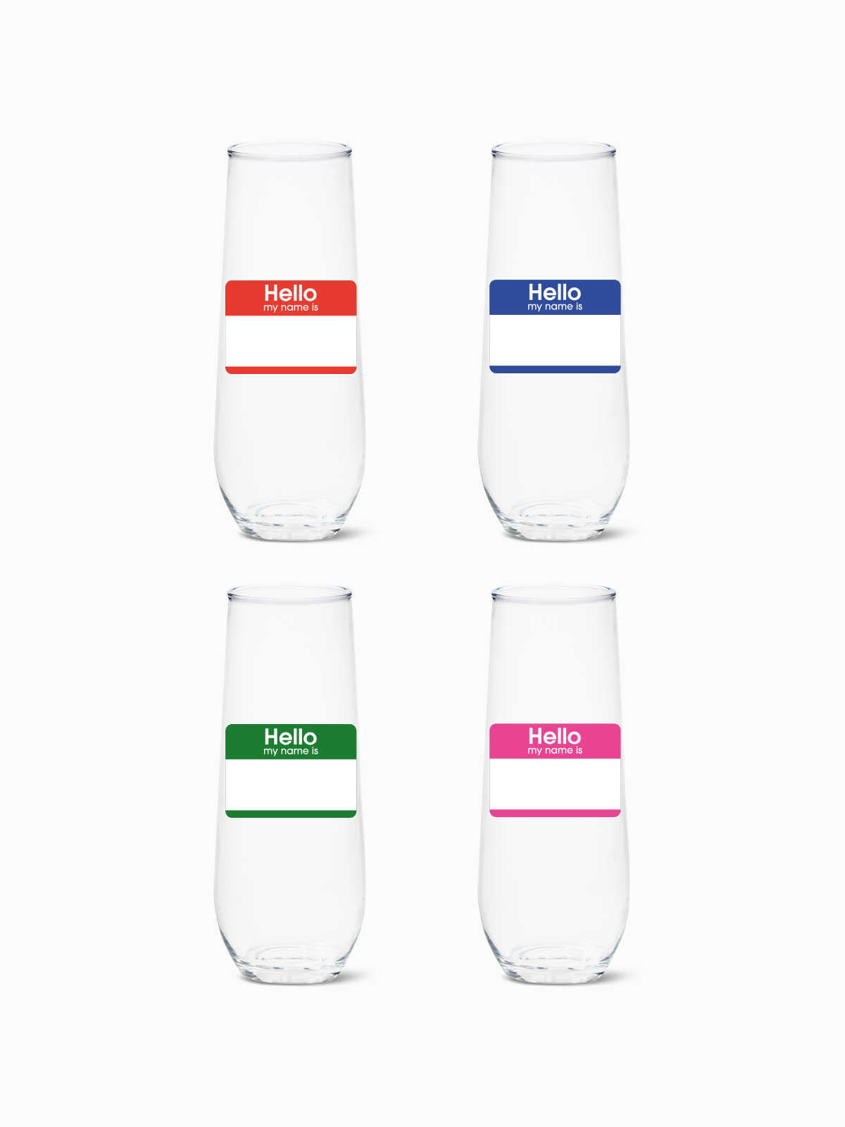 Hello My Name Is - RESERVE 9oz Stemless Champagne Tritan Copolyester Glass