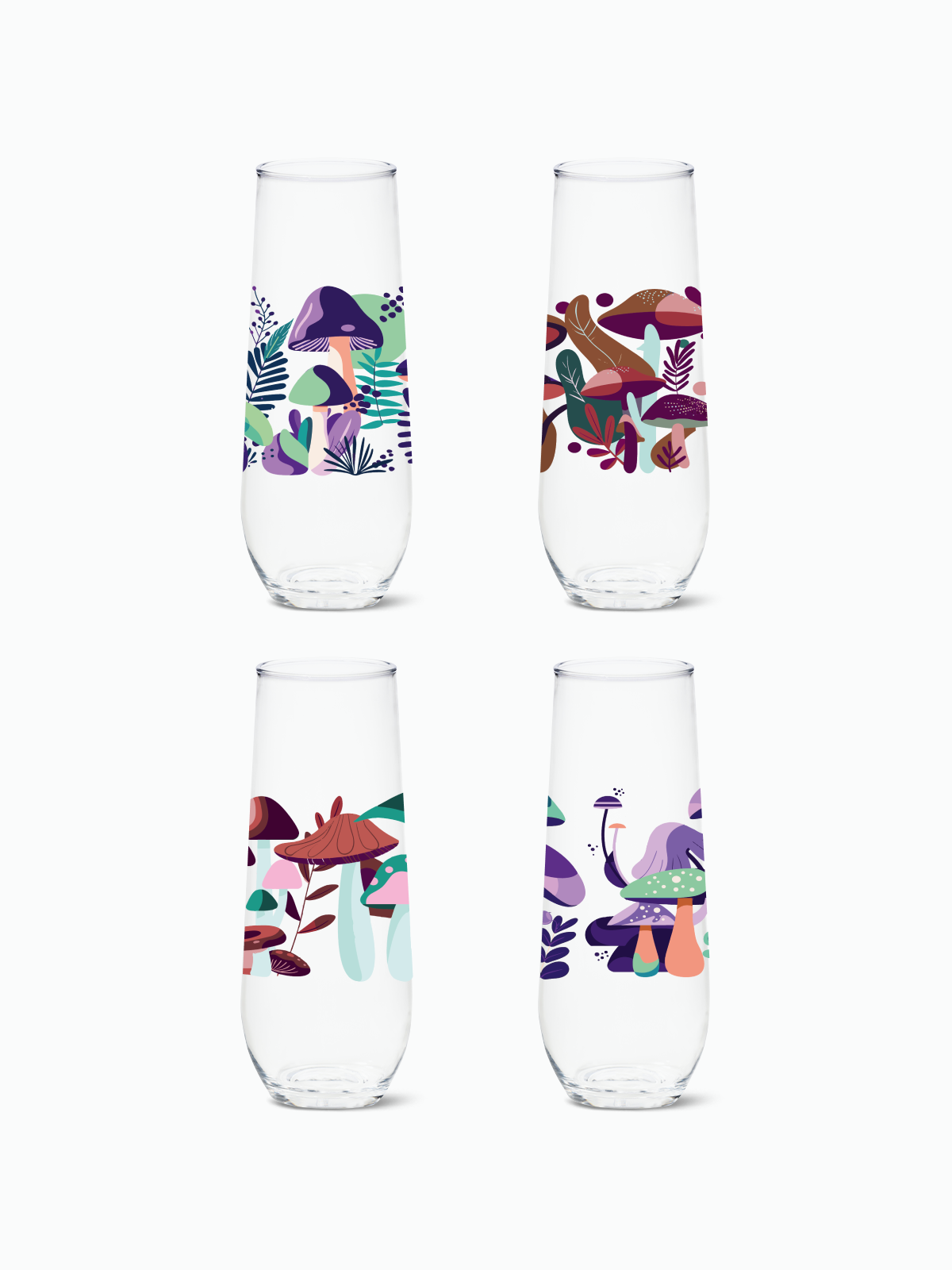 Psychedelic Shrooms - RESERVE 9oz Stemless Champagne Tritan Copolyester Glass