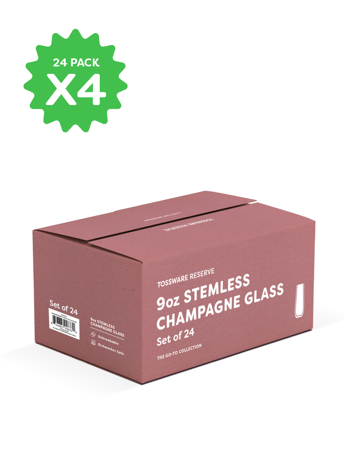 RESERVE 9oz Stemless Champagne Tritan Copolyester Glass - Bulk
