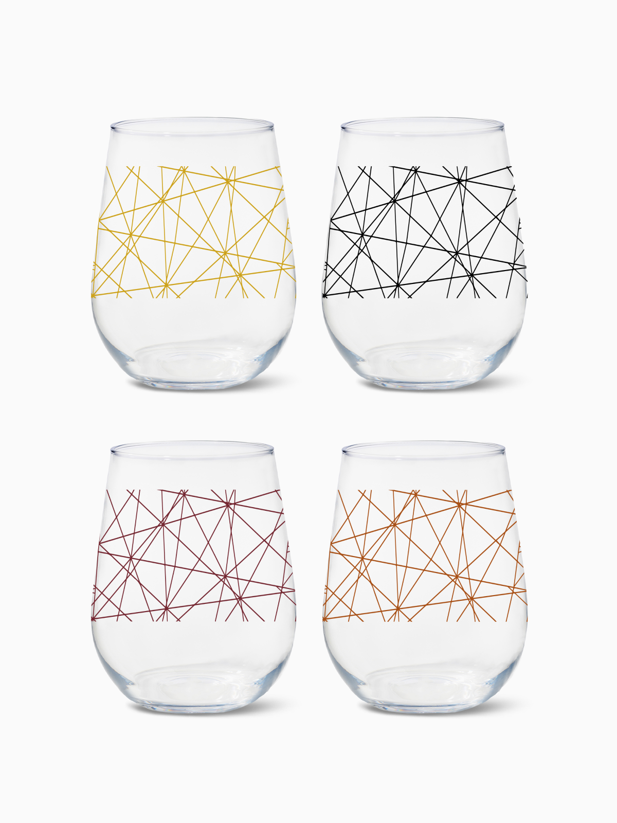 Abstract Lines - RESERVE 16oz Stemless Wine Tritan Copolyester Glass