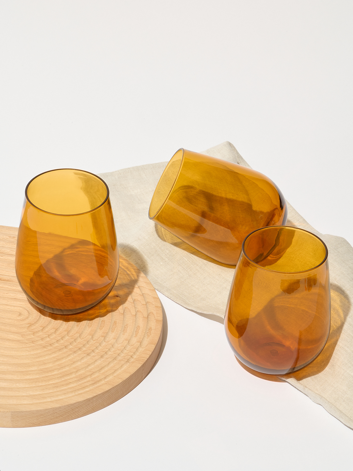RESERVE 16oz Stemless Wine Color Series Tritan Copolyester Glass Amber