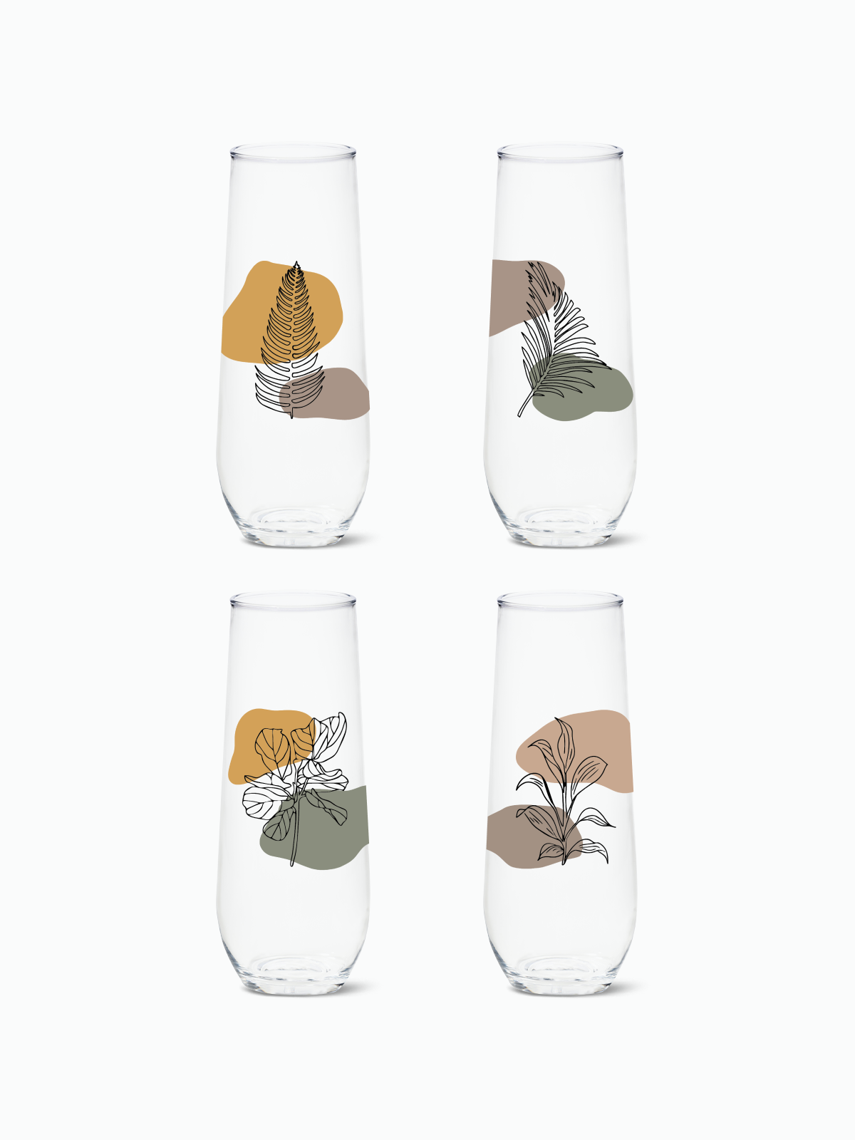 Botanical Linework - RESERVE 9oz Stemless Champagne Tritan Copolyester Glass