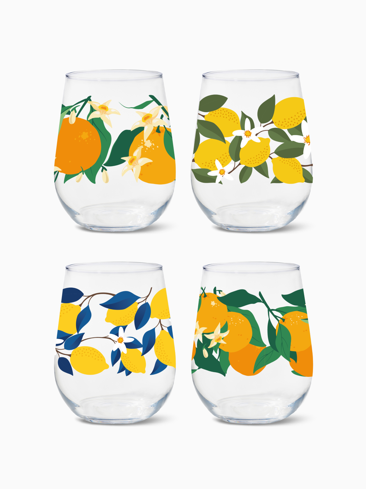 Citrus - RESERVE 16oz Stemless Wine Tritan Copolyester Glass