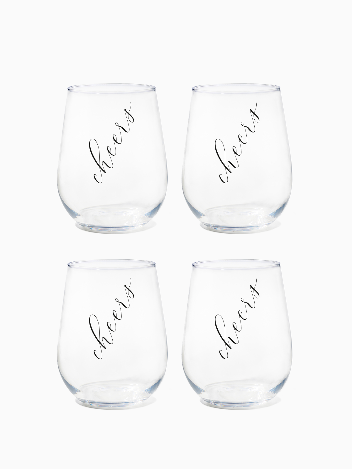 Classic Cheers (Black) - RESERVE 16oz Stemless Wine Tritan Copolyester Glass