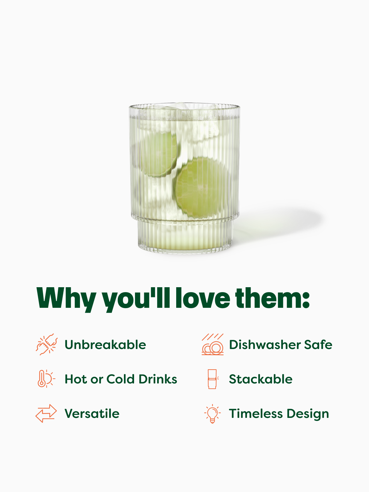 RESERVE 12oz Fluted Tumbler Tritan Copolyester Glass - Bulk