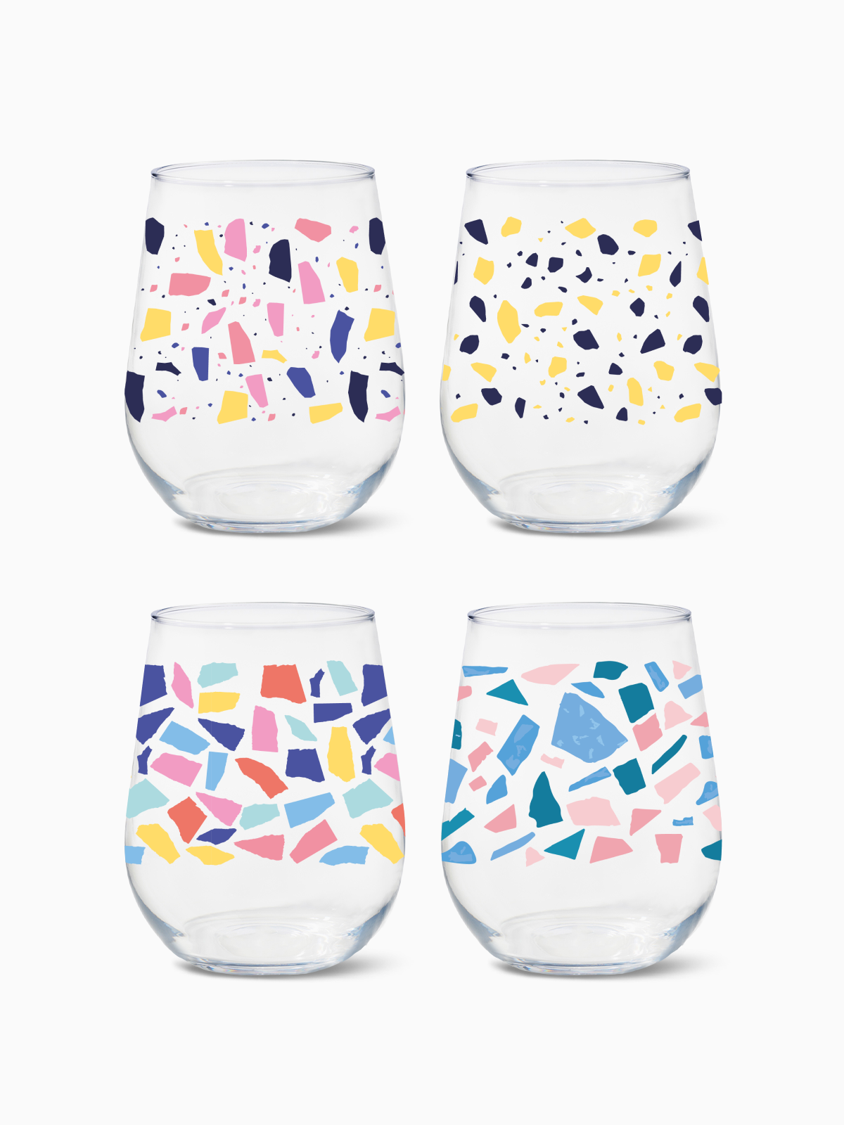 Colorful Terrazzo - RESERVE 16oz Stemless Wine Tritan Copolyester Glass