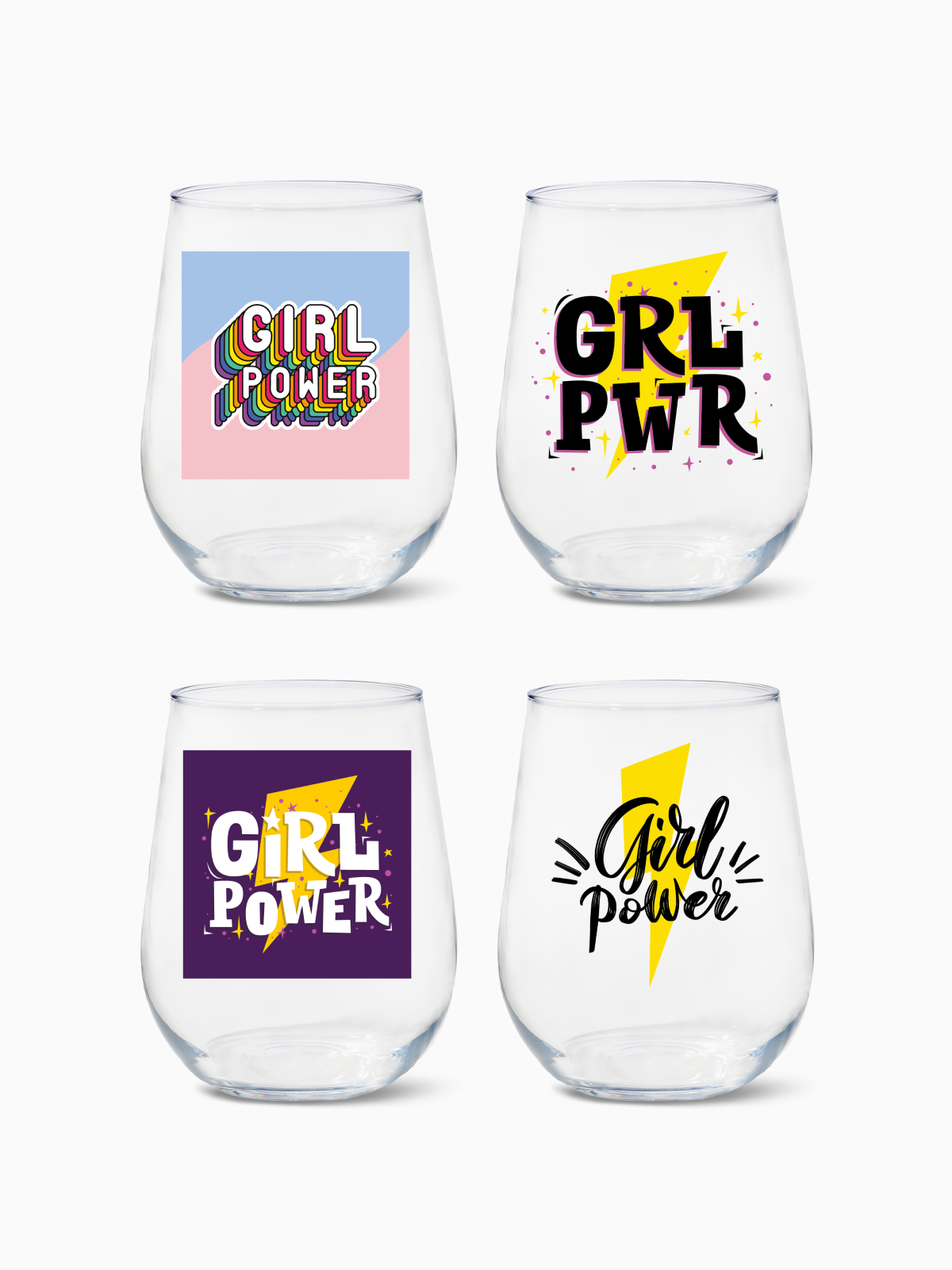Girl Power - RESERVE 16oz Stemless Wine Tritan Copolyester Glass