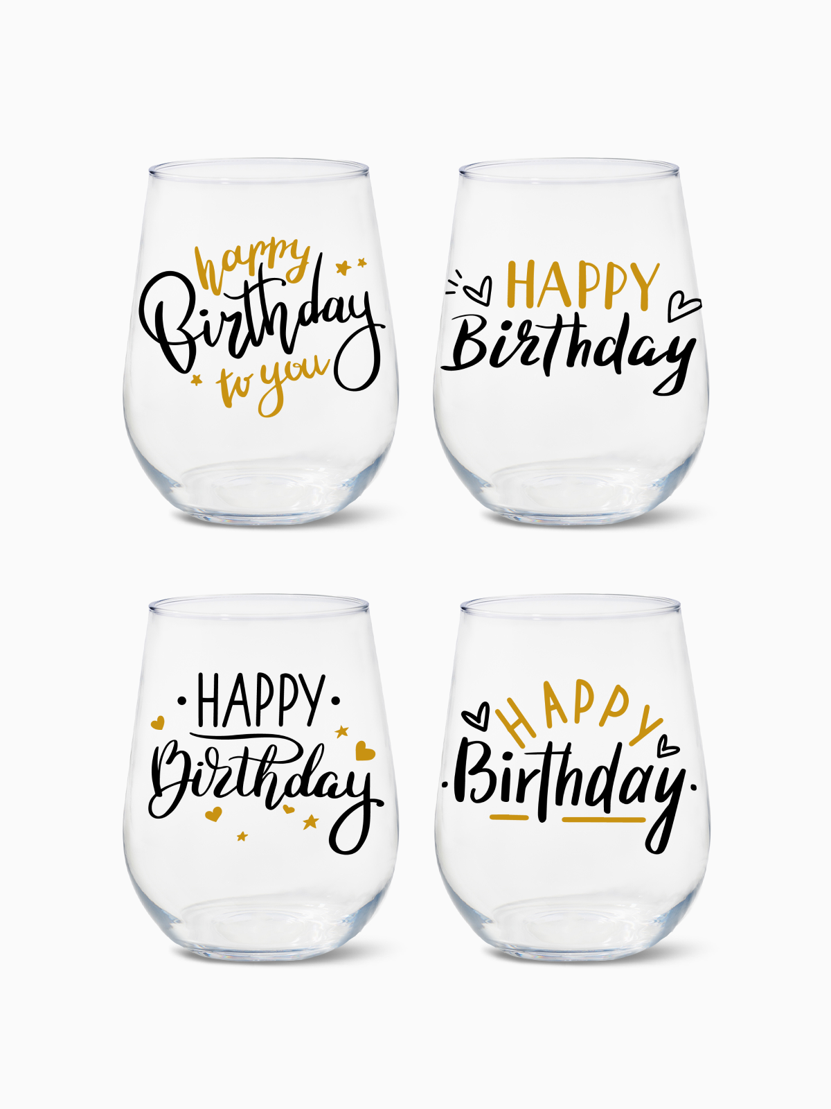 Golden Birthday - RESERVE 16oz Stemless Wine Tritan Copolyester Glass