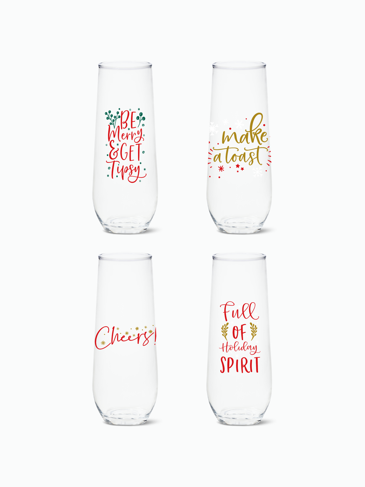 Holiday Spirit - RESERVE 9oz Stemless Champagne Tritan Copolyester Glass