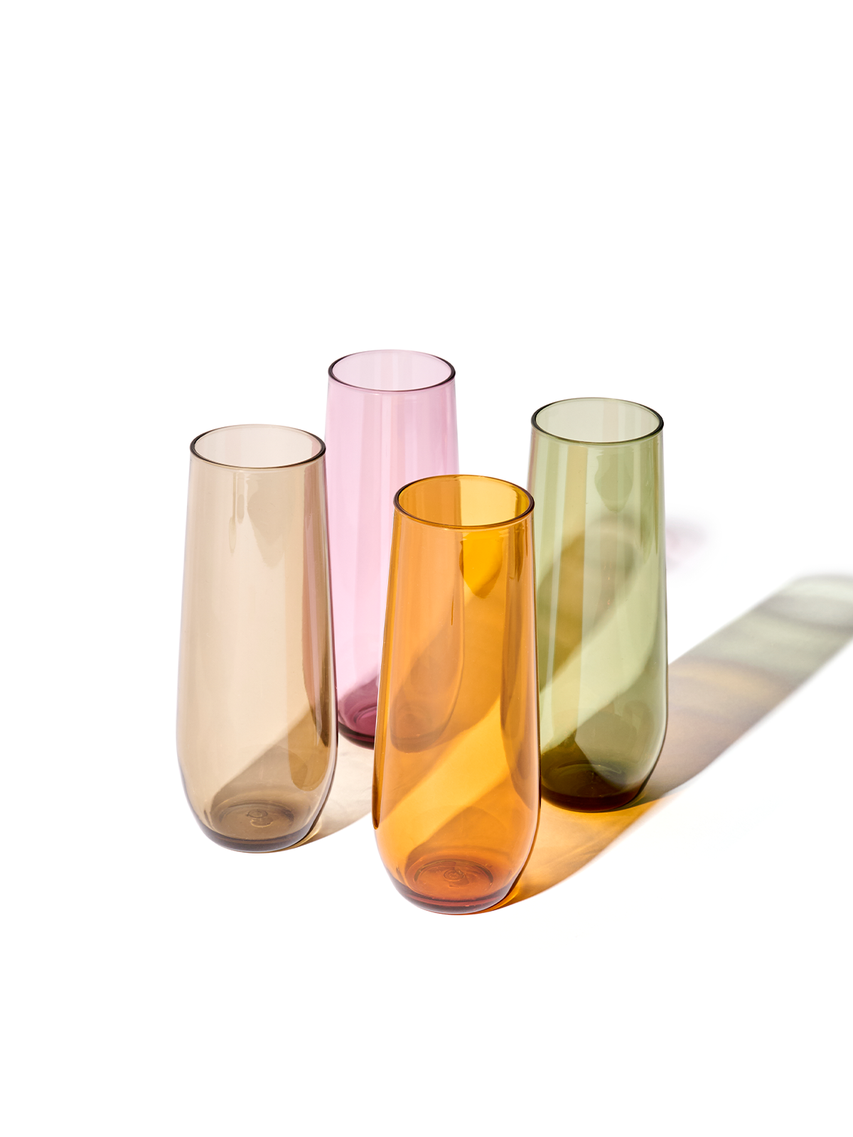 RESERVE 9oz Stemless Champagne Tritan Copolyester Glass - Mixed Color Set
