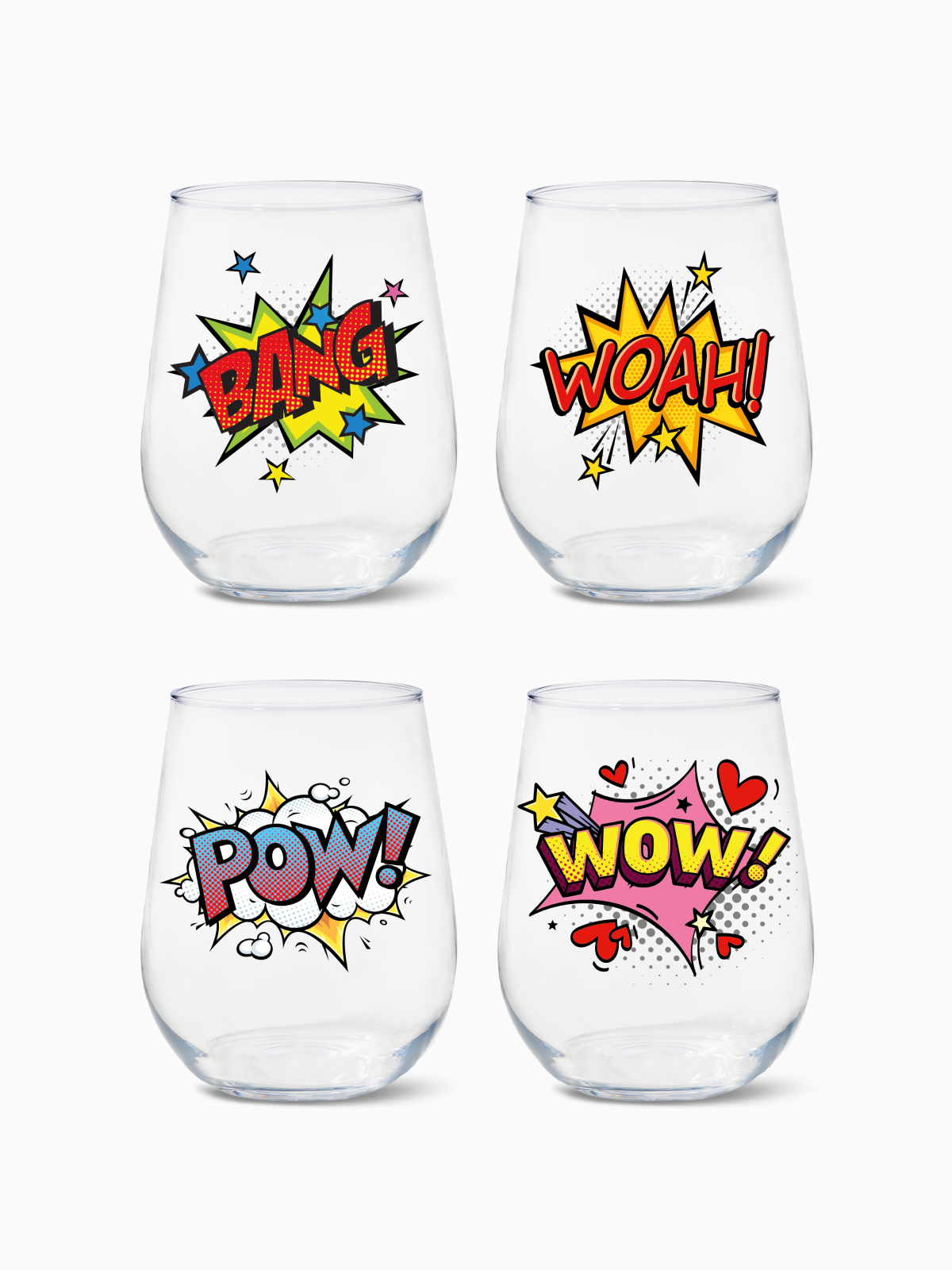 Pop Art - RESERVE 16oz Stemless Wine Tritan Copolyester Glass