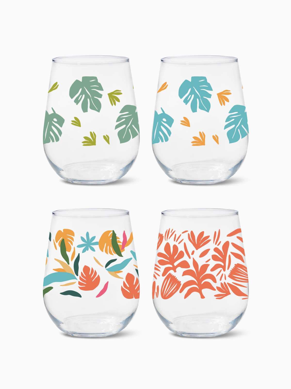 Tropical Abstract - RESERVE 16oz Stemless Wine Tritan Copolyester Glass