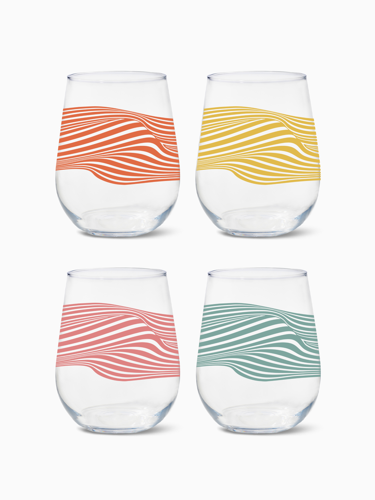 Wavy Ripple - RESERVE 16oz Stemless Wine Tritan Copolyester Glass