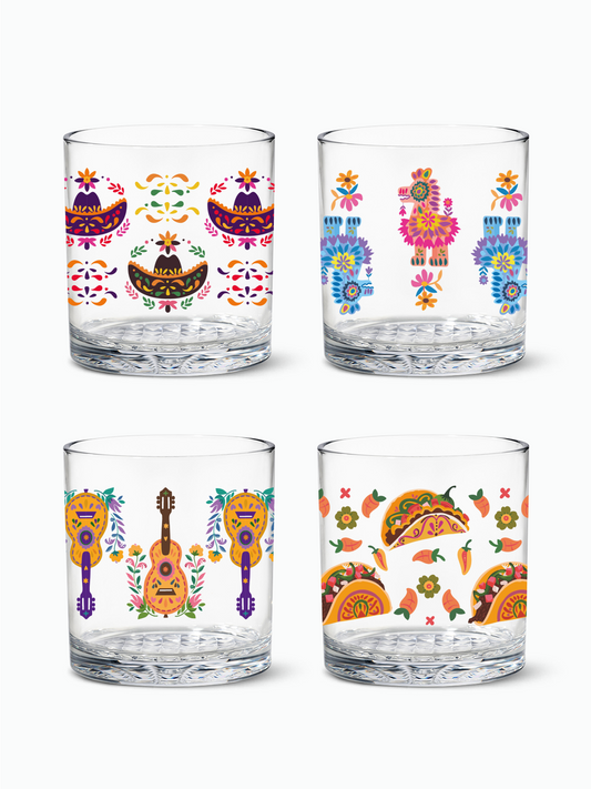 Fiesta Time - RESERVE 12oz Old Fashioned Tritan Copolyester Glass