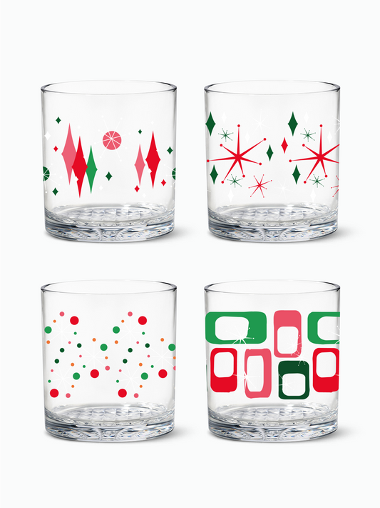 Retro Festive Pattern - RESERVE 12oz Old Fashioned Tritan Copolyester Glass
