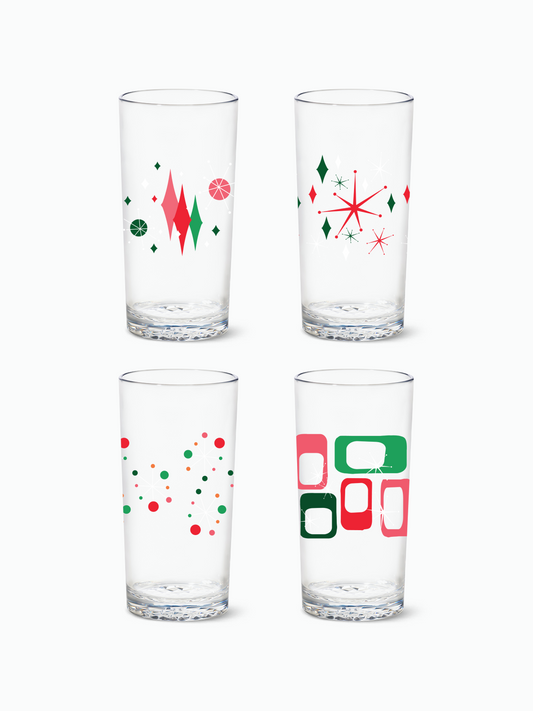 Retro Festive Pattern - RESERVE 14oz Highball Tritan Copolyester Glass