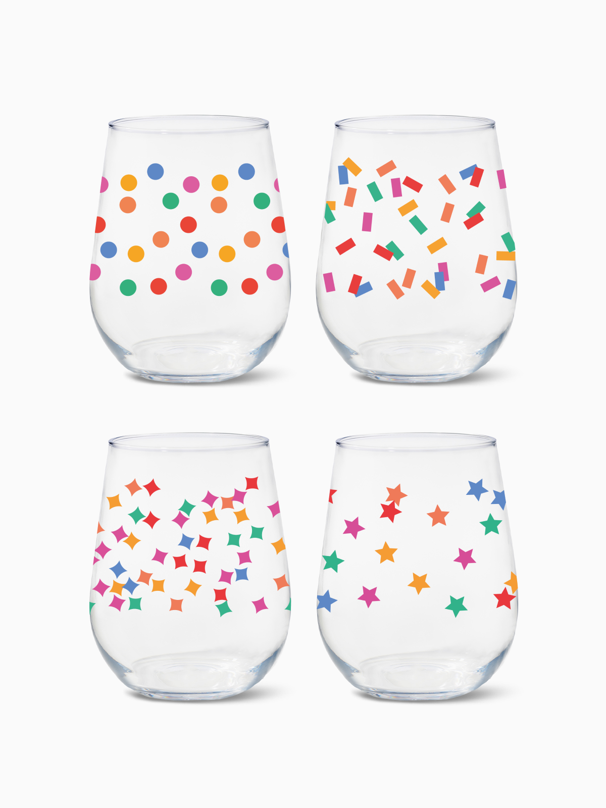 Confetti Galore - RESERVE 16oz Stemless Wine Tritan Copolyester Glass