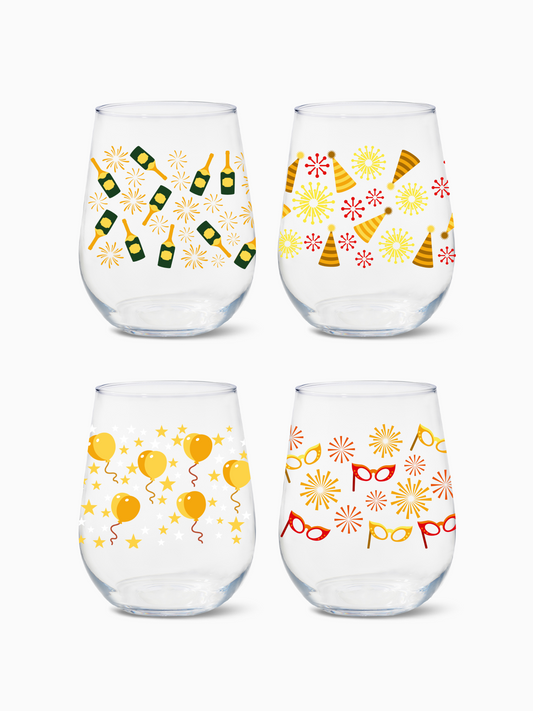 Festive Bliss - RESERVE 16oz Stemless Wine Tritan Copolyester Glass