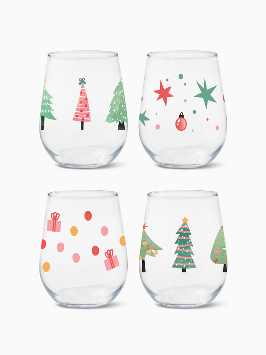 Festive Forest - RESERVE 16oz Stemless Wine Tritan Copolyester Glass