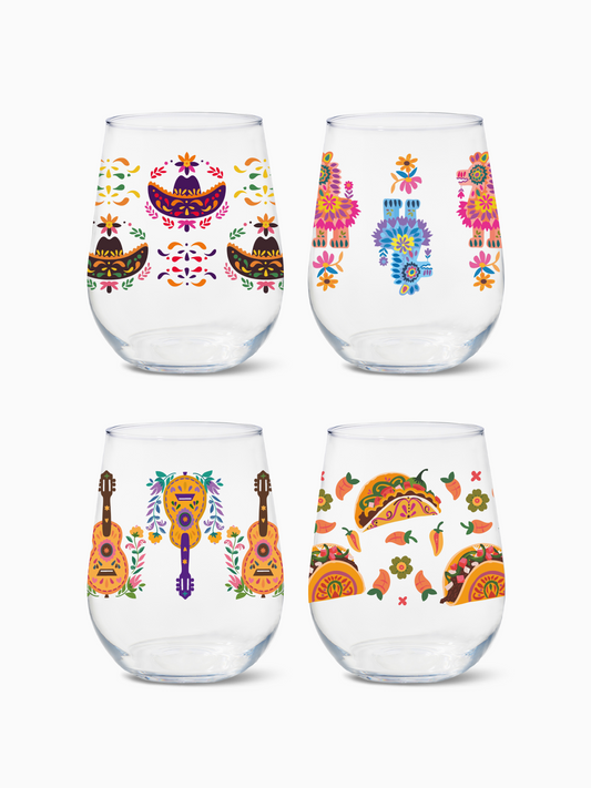 Fiesta Time - RESERVE 16oz Stemless Wine Tritan Copolyester Glass