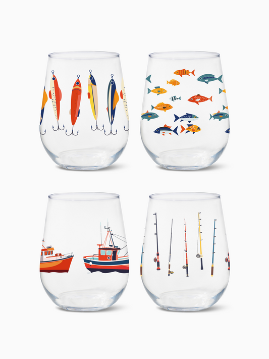Fisherman's Charm - RESERVE 16oz Stemless Wine Tritan Copolyester Glass