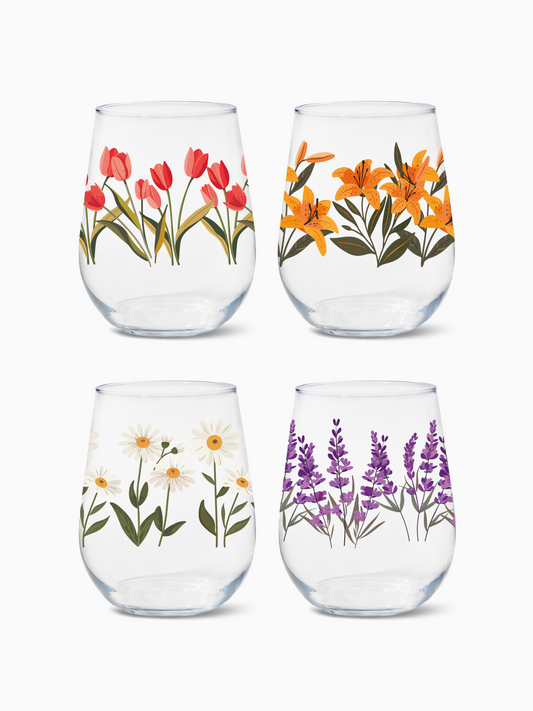 Floral Fantasy - RESERVE 16oz Stemless Wine Tritan Copolyester Glass