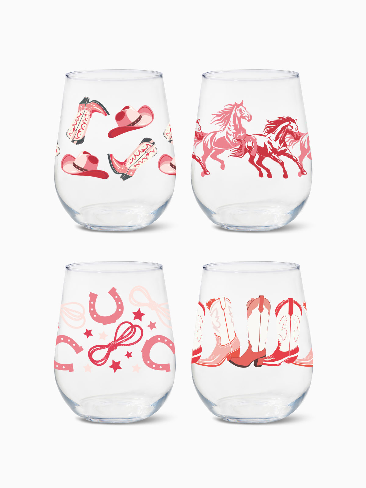 Pink Wild West - RESERVE 16oz Stemless Wine Tritan Copolyester Glass