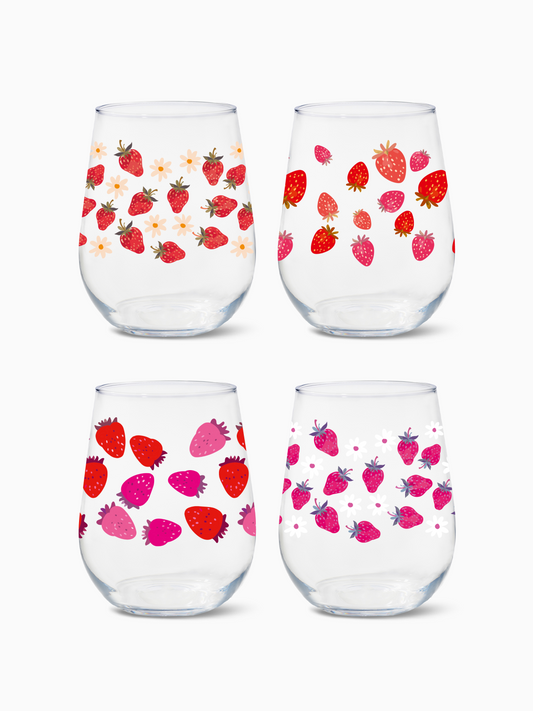 Strawberry Bliss - RESERVE 16oz Stemless Wine Tritan Copolyester Glass