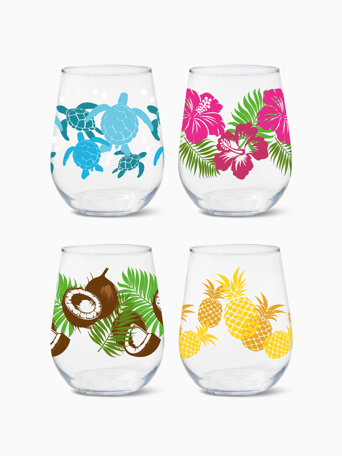 Tropical Oasis - RESERVE 16oz Stemless Wine Tritan Copolyester Glass