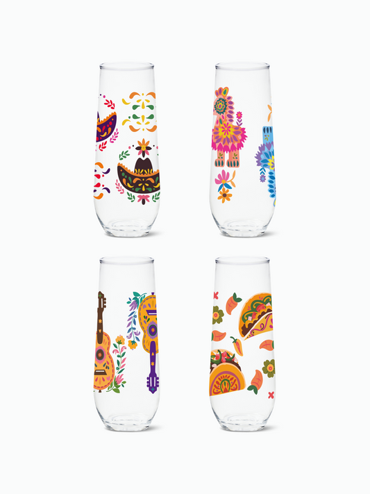 Fiesta Time 2.0 - RESERVE 9oz Stemless Champagne Tritan Copolyester Glass