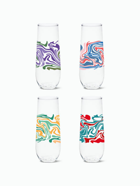 Liquid Marble - RESERVE 9oz Stemless Champagne Tritan Copolyester Glass