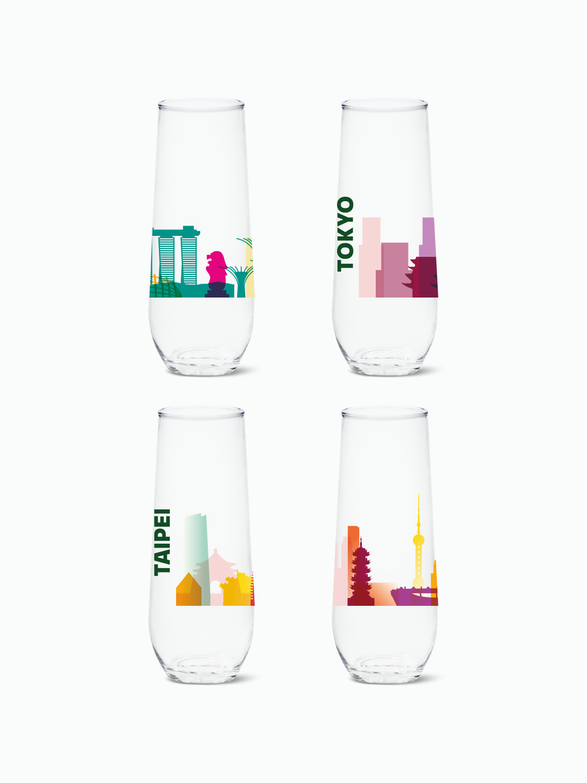 Panorama of Asia - RESERVE 9oz Stemless Champagne Tritan Copolyester Glass