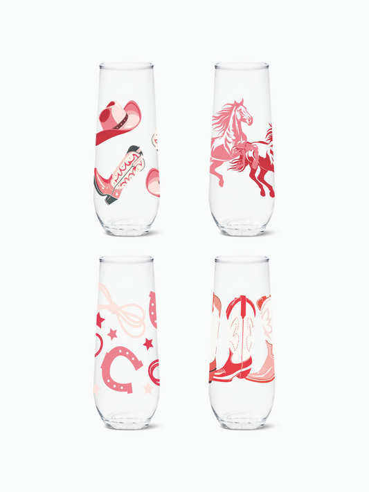 Pink Wild West 2.0 - RESERVE 9oz Stemless Champagne Tritan Copolyester Glass