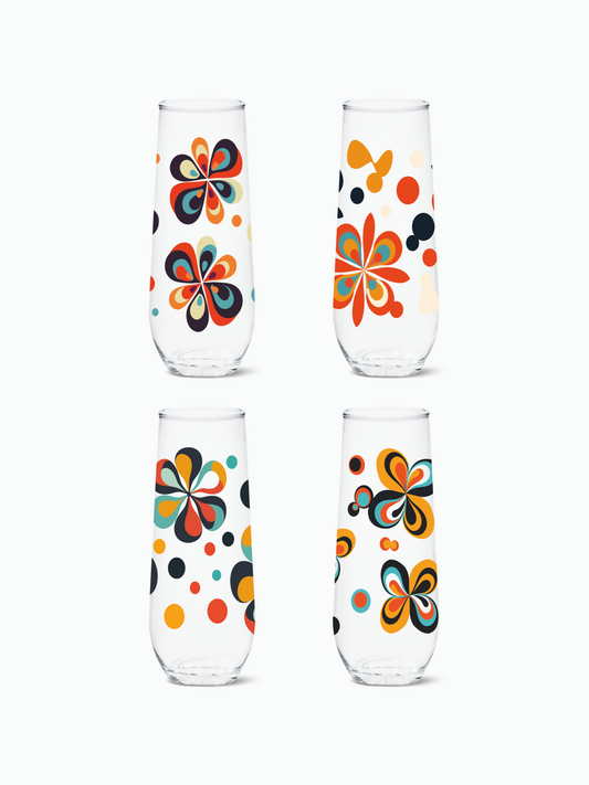 Retro Bloom 2.0 - RESERVE 9oz Stemless Champagne Tritan Copolyester Glass