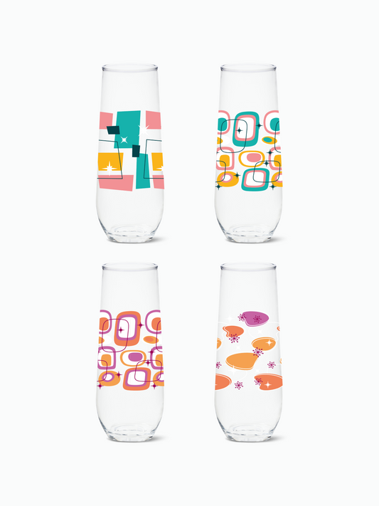 Mid-Century Retro Pattern - RESERVE 9oz Stemless Champagne Tritan Copolyester Glass