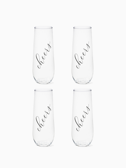 Classic Cheers (Black) - RESERVE 9oz Stemless Champagne Tritan Copolyester Glass