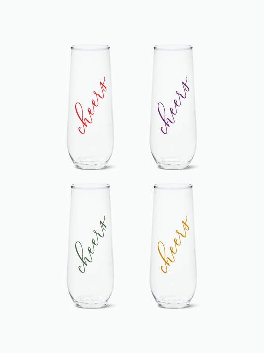 Classic Cheers (Color) - RESERVE 9oz Stemless Champagne Tritan Copolyester Glass