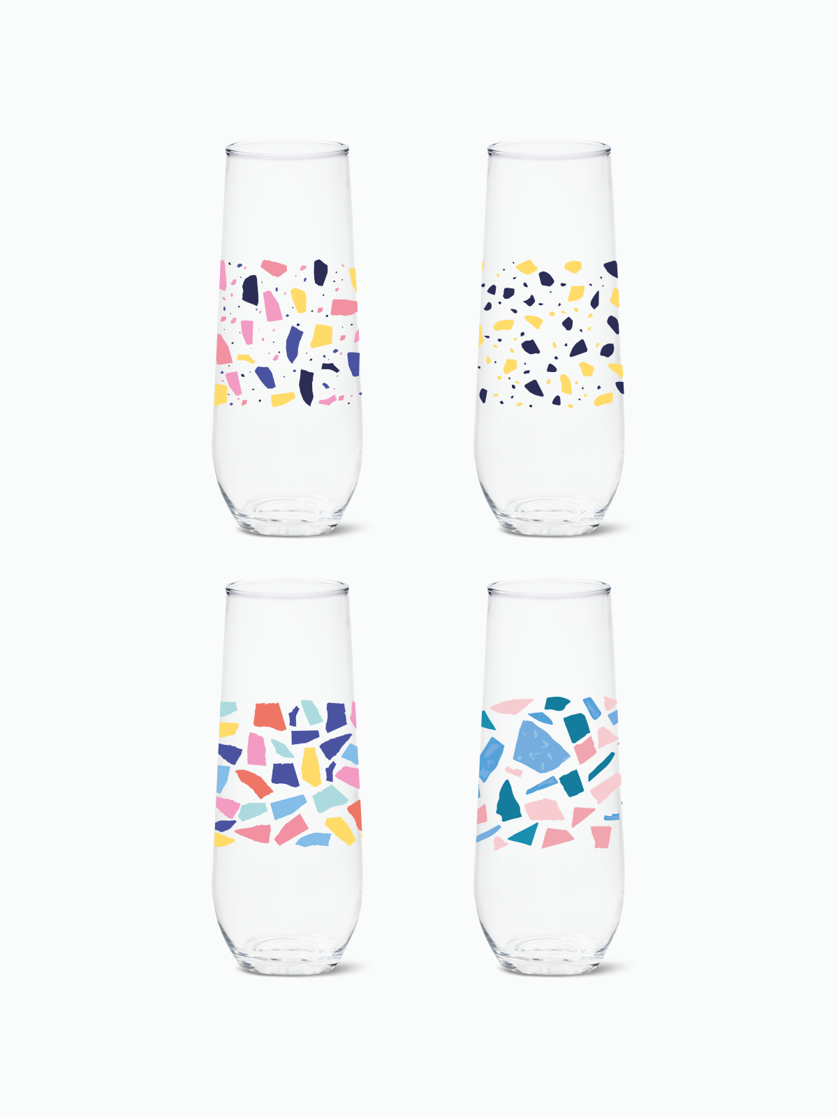 Colorful Terrazzo - RESERVE 9oz Stemless Champagne Tritan Copolyester Glass