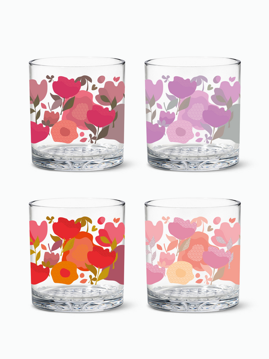Crimson Blooms - RESERVE 12oz Old Fashioned Tritan Copolyester Glass