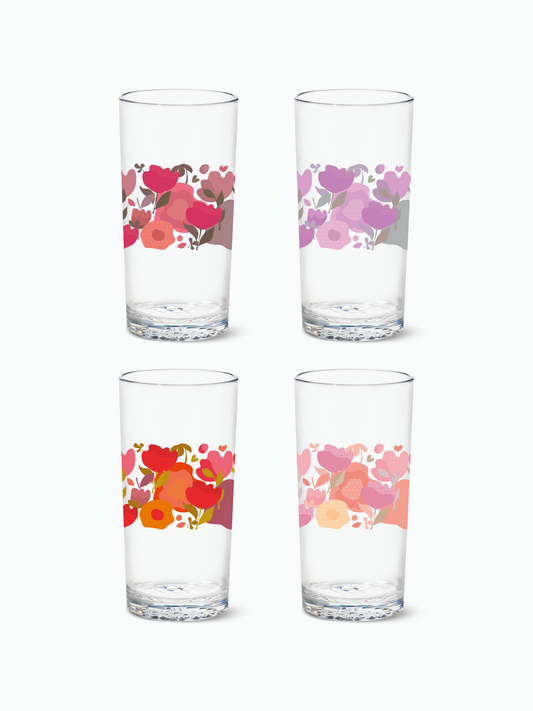 Crimson Blooms - RESERVE 14oz Highball Tritan Copolyester Glass