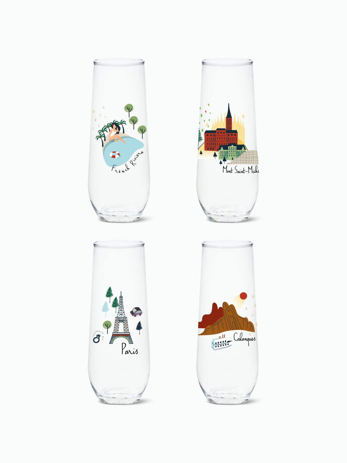 French Holiday - RESERVE 9oz Stemless Champagne Tritan Copolyester Glass