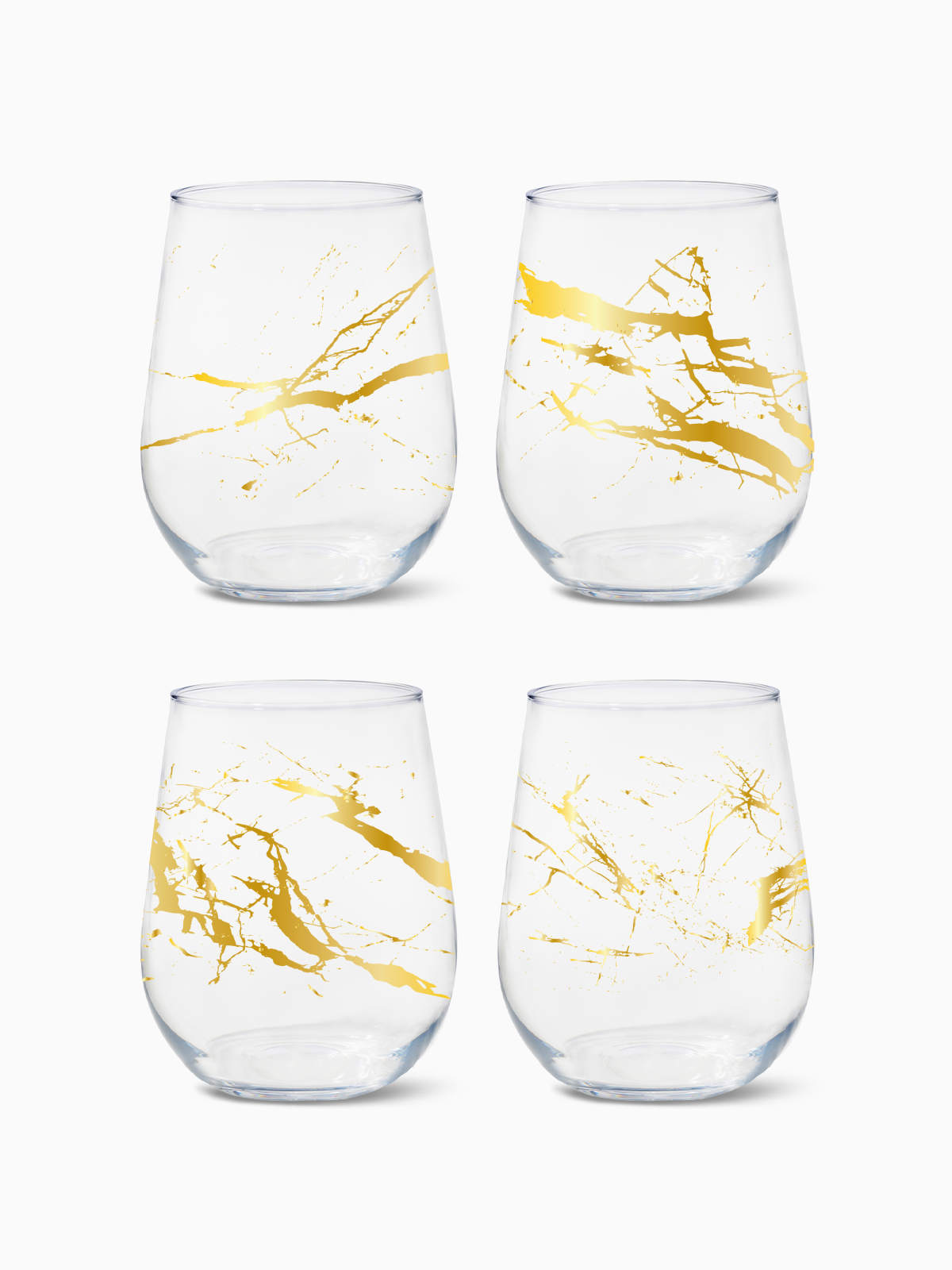 Gold Foil Marble - RESERVE 16oz Stemless Wine Tritan Copolyester Glass